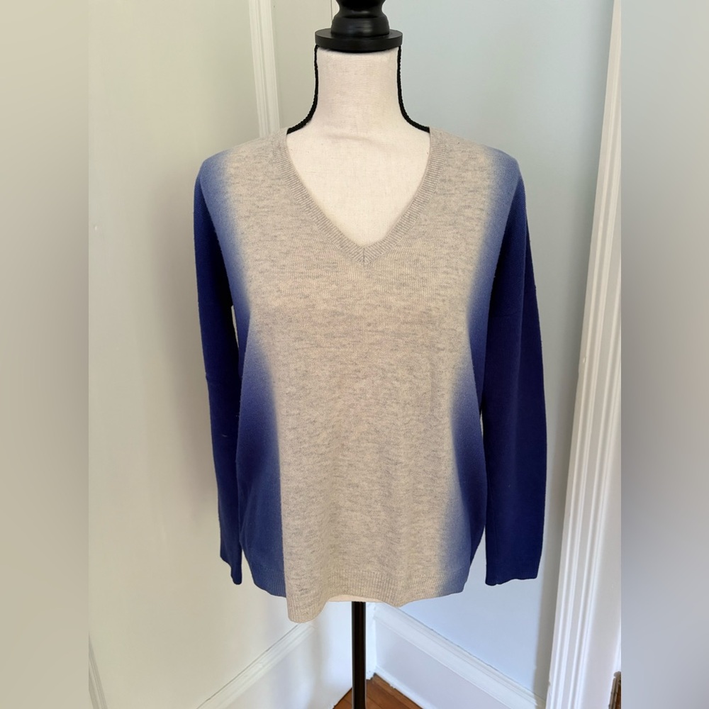 Vince wool and cashmere ombré v-neck sweater.